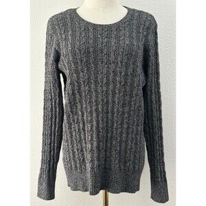 St John’s Bay Chunky Cable Knit Fisherman Sweater XXL Gray Coastal Dark Academia
